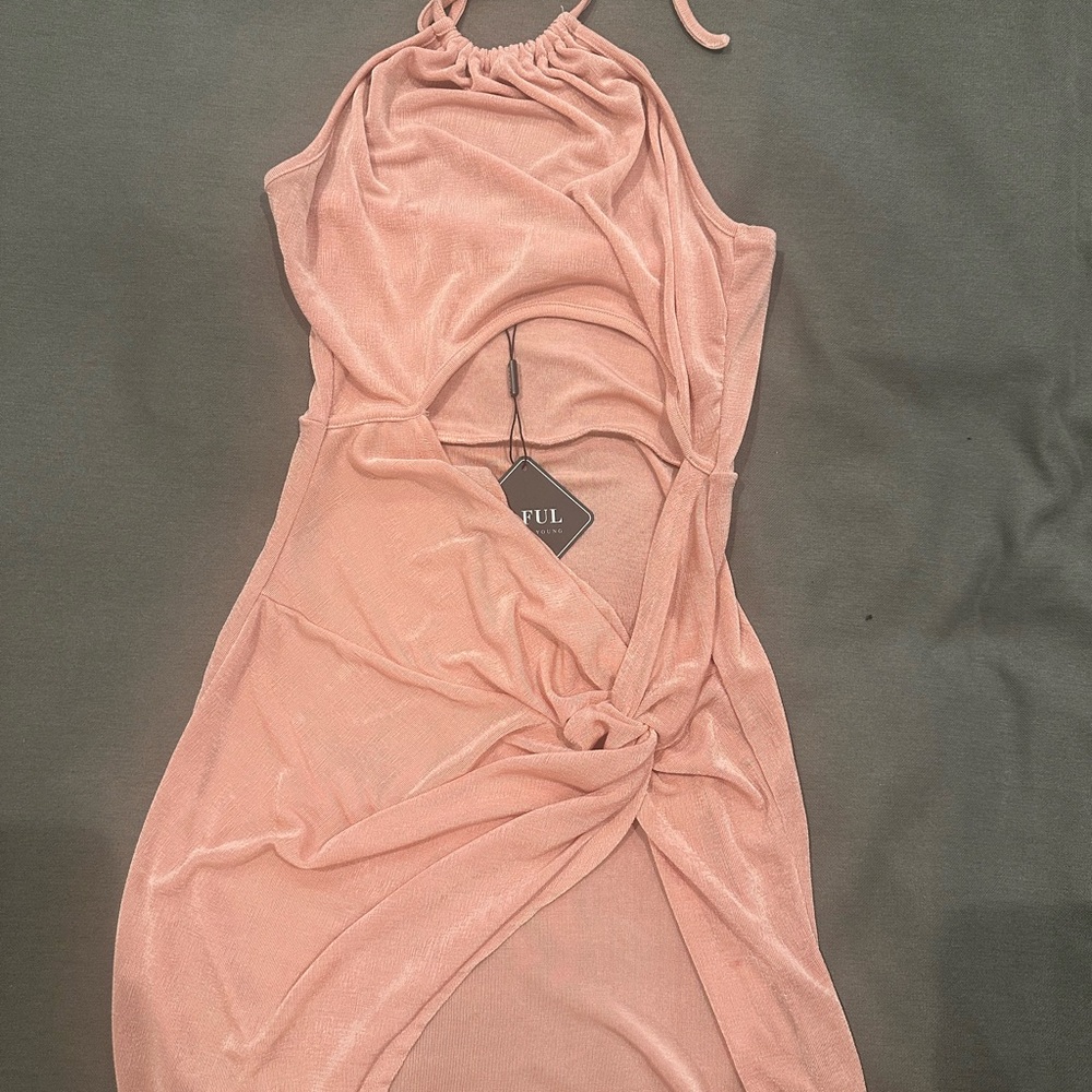 Pink Halter Dress with Knot Detail